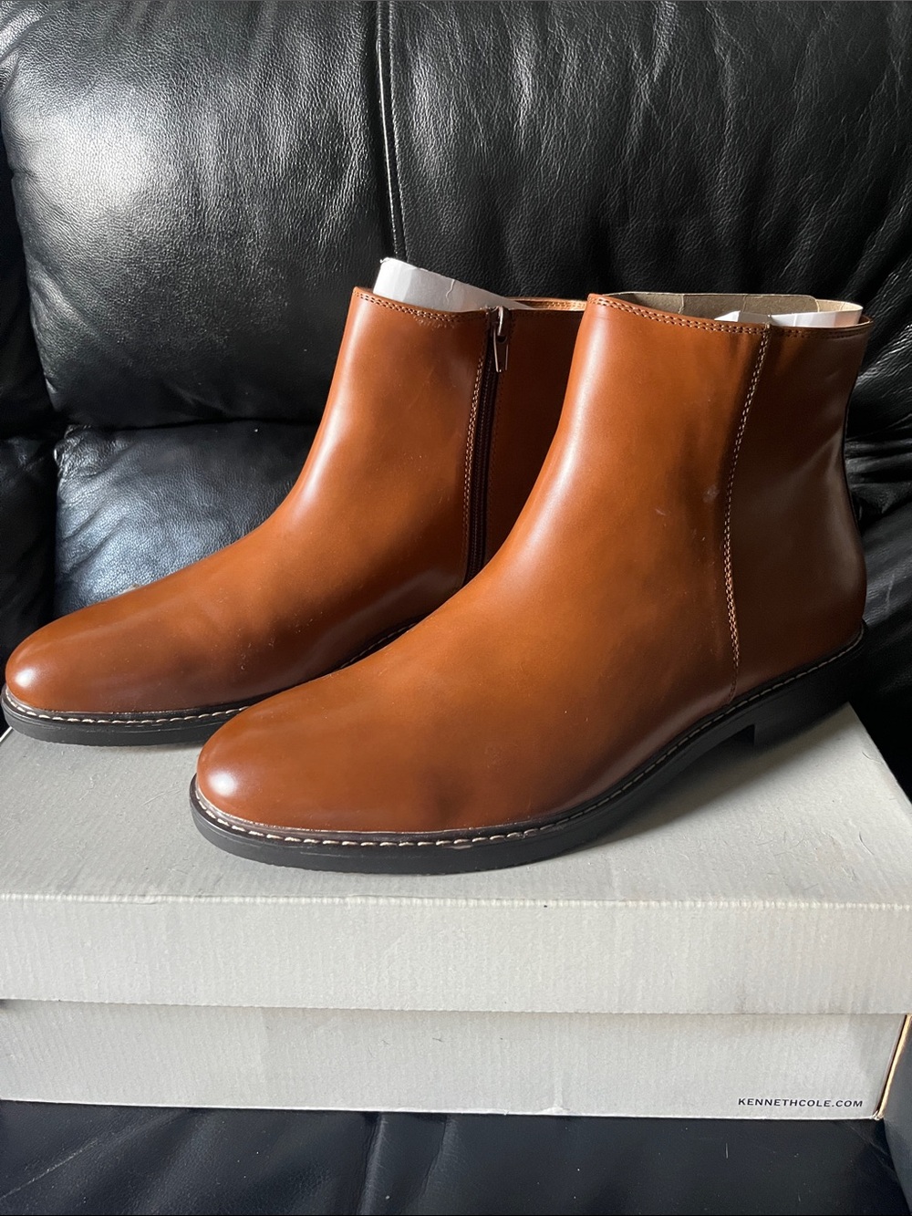 Kenneth Cole Men’s Cognac  Chukka Zip Boots